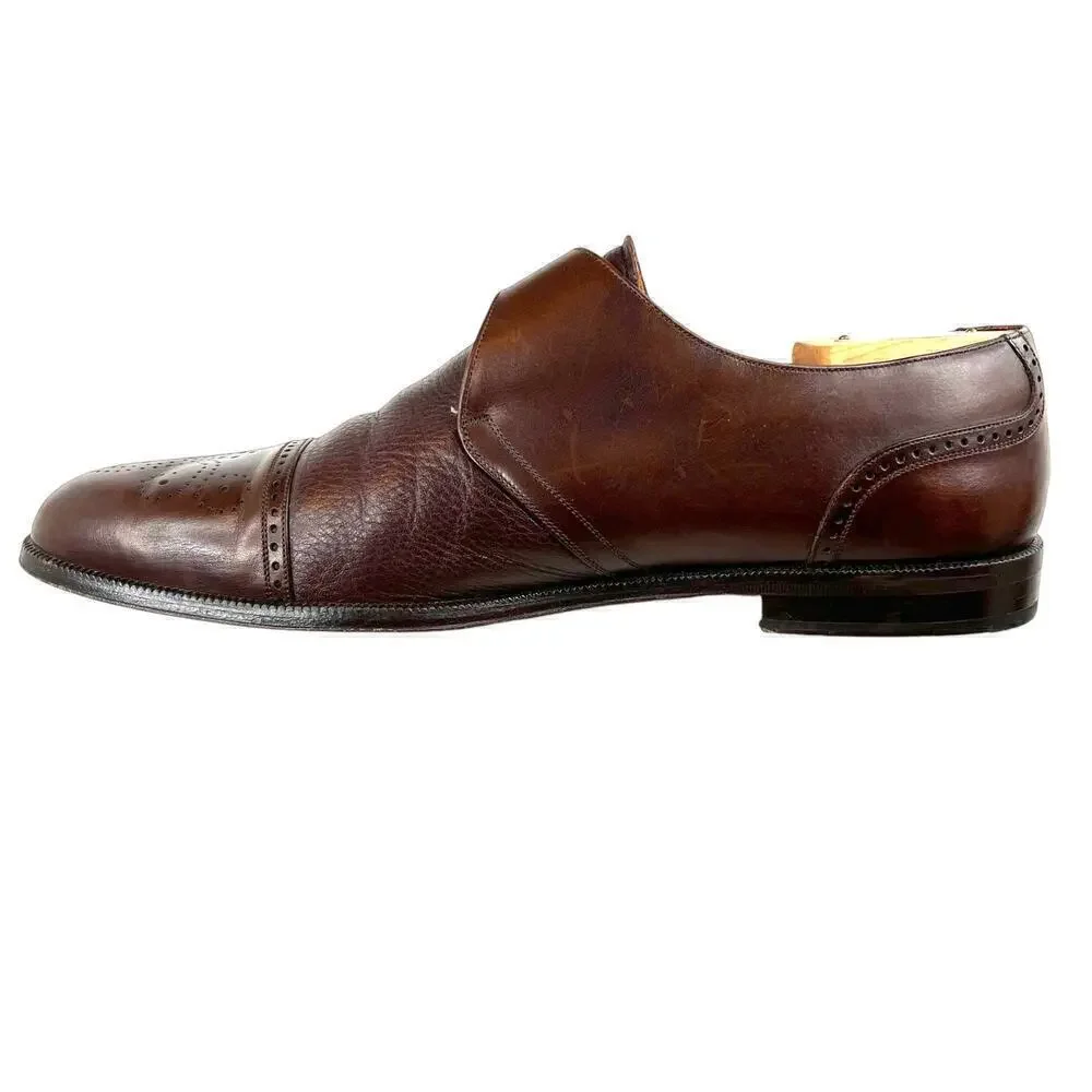 MEZLAN ATHENS Brown Leather Oxford Monk Strap Dress Shoes Men's 10.5 M